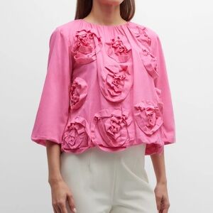 Frances Valentine Emily Ruched Floral Top Pink 1X NWT